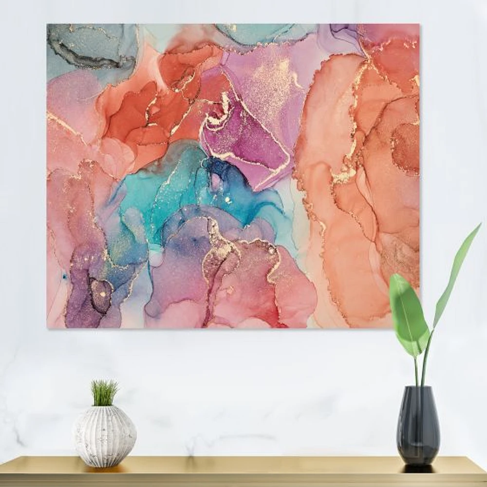 Toile imprimée « Turquoise and Brown Luxury Abstract Fluid Art II »