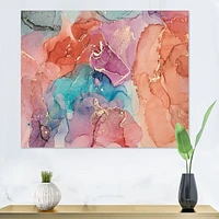 Toile imprimée « Turquoise and Brown Luxury Abstract Fluid Art II »