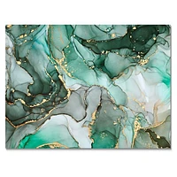 Green Luxury Abstract Fluid Art III  Canvas Wall Print