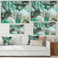 Green Luxury Abstract Fluid Art III  Canvas Wall Print