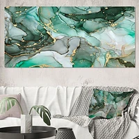 Green Luxury Abstract Fluid Art III  Canvas Wall Print