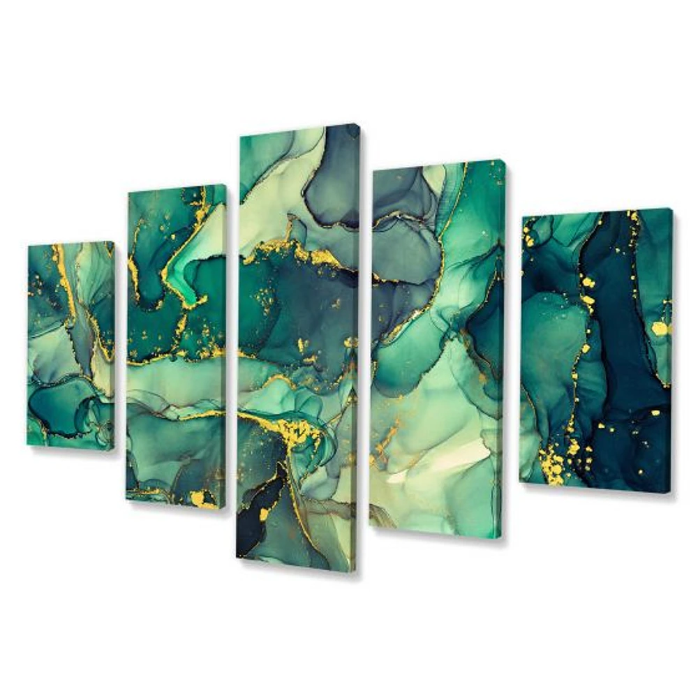 Green Luxury Abstract Art IV Canvas Wall Print