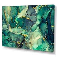 Green Luxury Abstract Fluid Art IV Canvas Wall Print