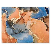 Blue and Orange Luxury Abstract Fluid Art I Canvas Wall Print