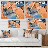 Blue and Orange Luxury Abstract Fluid Art I Canvas Wall Print