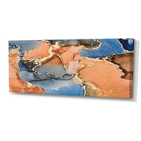 Blue and Orange Luxury Abstract Fluid Art I Canvas Wall Print