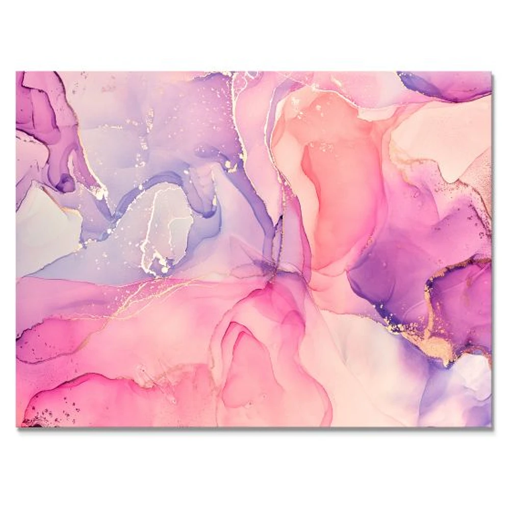 Pink and Purple Abstract Marble Texture I  Canvas Wall Art Print