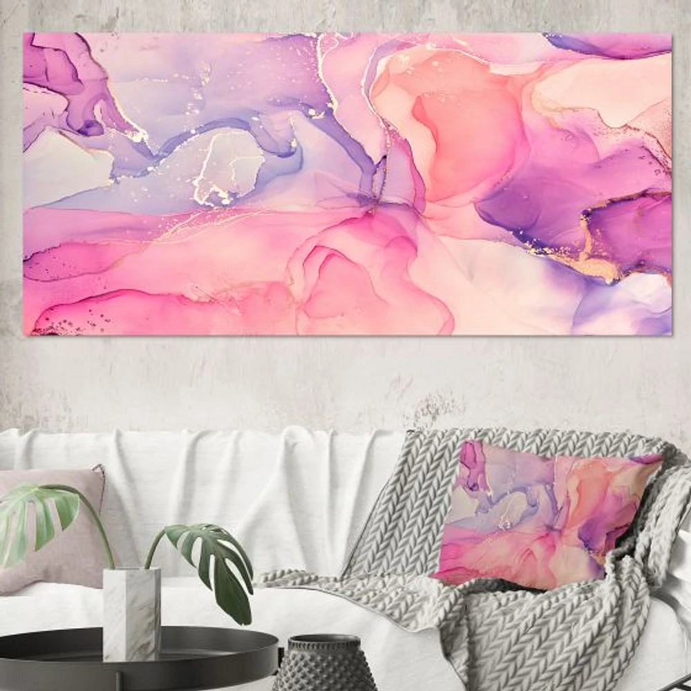 Pink and Purple Abstract Marble Texture I  Canvas Wall Art Print