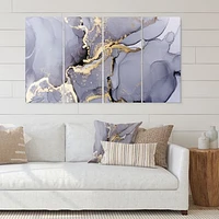 Closeup of Black and Golden Abstract Marble Texture  Canvas Wall Art Print - 4-5 Panels