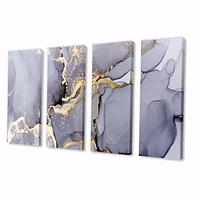 Closeup of Black and Golden Abstract Marble Texture  Canvas Wall Art Print - 4-5 Panels