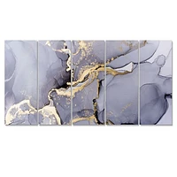 Closeup of Black and Golden Abstract Marble Texture  Canvas Wall Art Print - 4-5 Panels