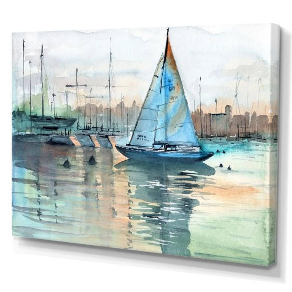 Toile imprimée « A Sailboat Marina with Some Yachts