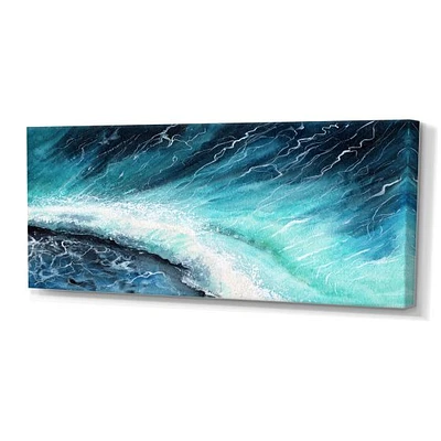 Navy Blue Ocean Waves with White Seafoam I Canvas Wall Art Print