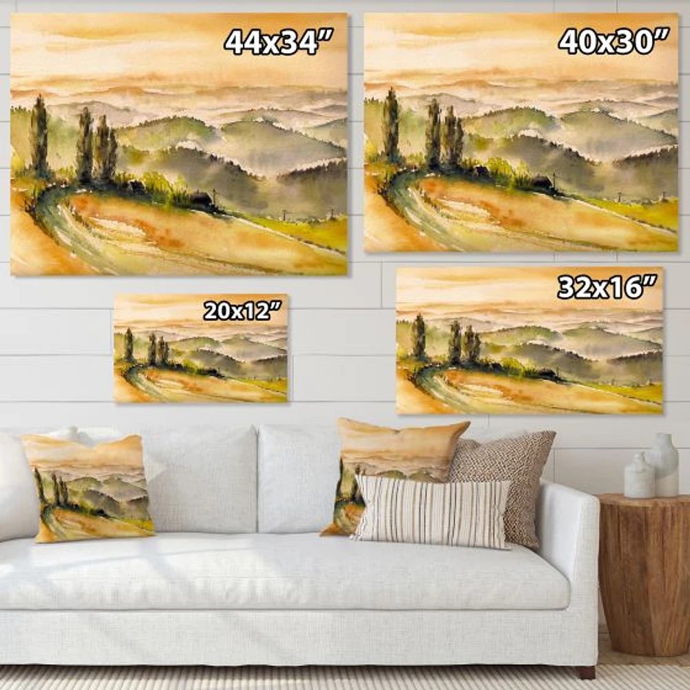 Landscape with Vineyards  Canvas Wall Art Print