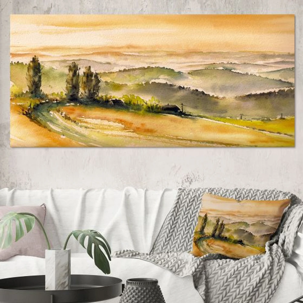 Landscape with Vineyards  Canvas Wall Art Print