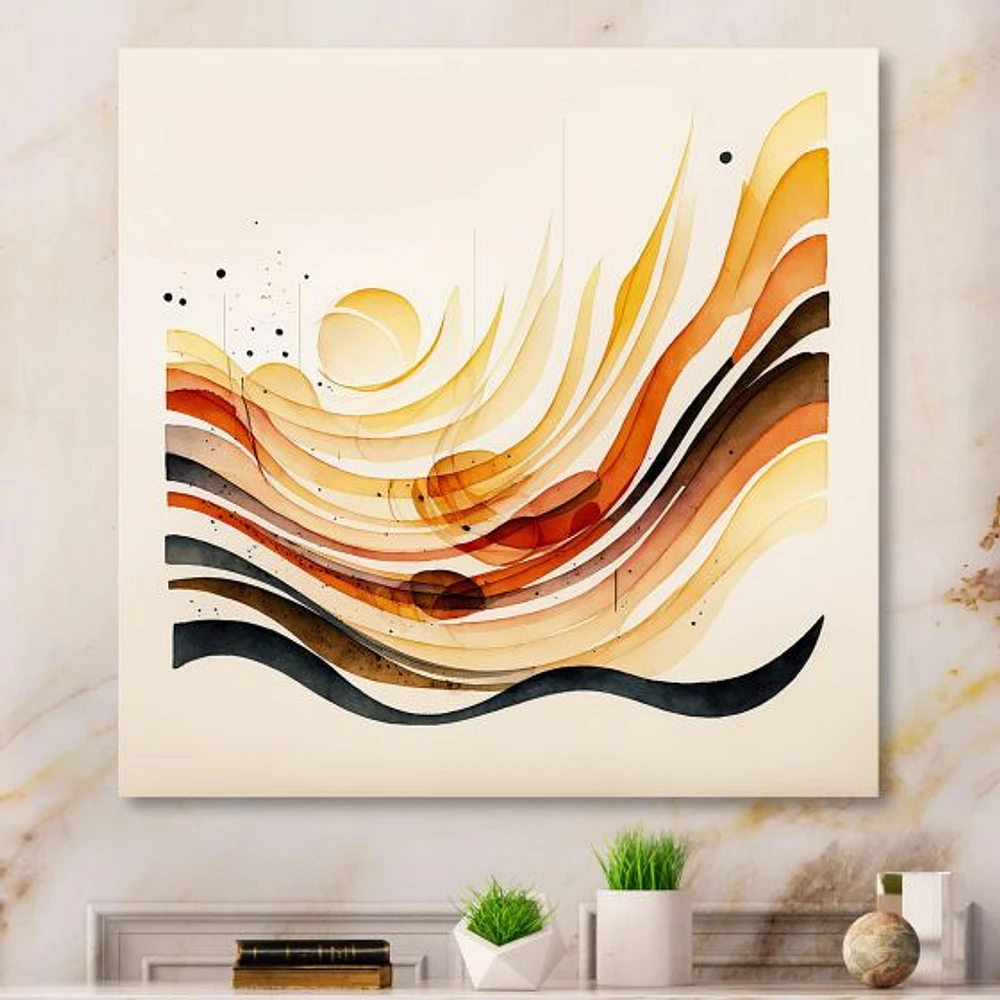 Burnt Orange Waves Abstract IV Wall Art