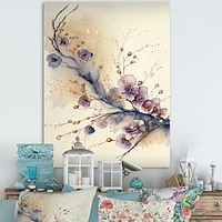 Pink And Plum Cherry Blossom Branch IV Wall Art