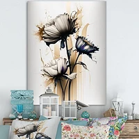 White Gerbera Flower On Golden Beige Paint Wall Art