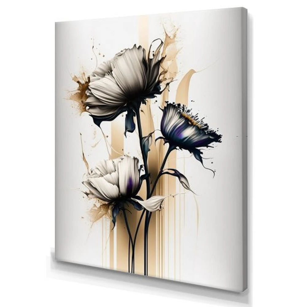 White Gerbera Flower On Golden Beige Paint Wall Art