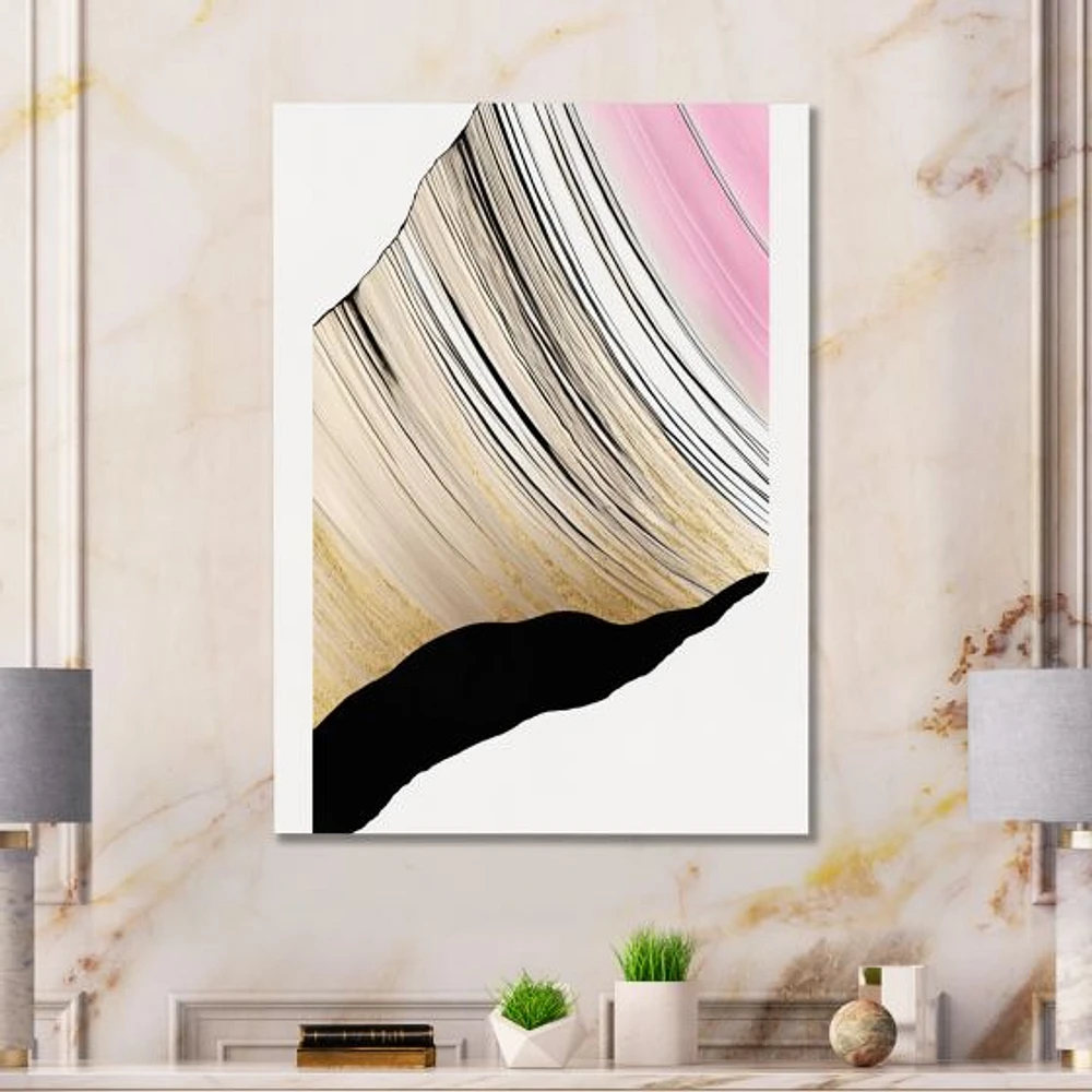 Minimalism Pink And Gold Cubic Fusion I Wall Art