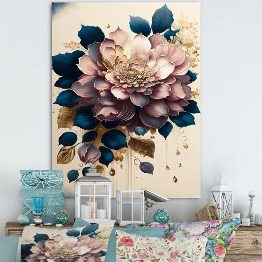 Deep Pink Dahlia Floral Design I Wall Art