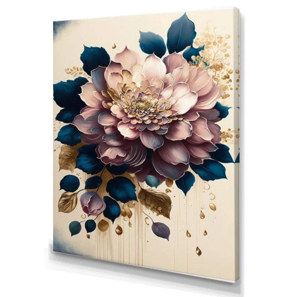 Deep Pink Dahlia Floral Design I Wall Art