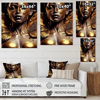 Woman With Black And Gold Butterflies I Wall Art