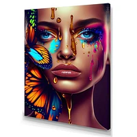 Woman With Colorful Butterfly I Wall Art