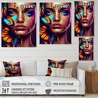 Woman With Colorful Butterfly I Wall Art