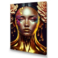 Gold Floral Woman Wall Art