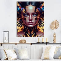 Woman With Colorful Butterfly V Wall Art