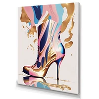 Pink And Blue Art Deco High Heel Boots Wall