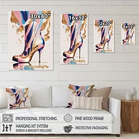 Pink And Blue Art Deco High Heel Boots Wall