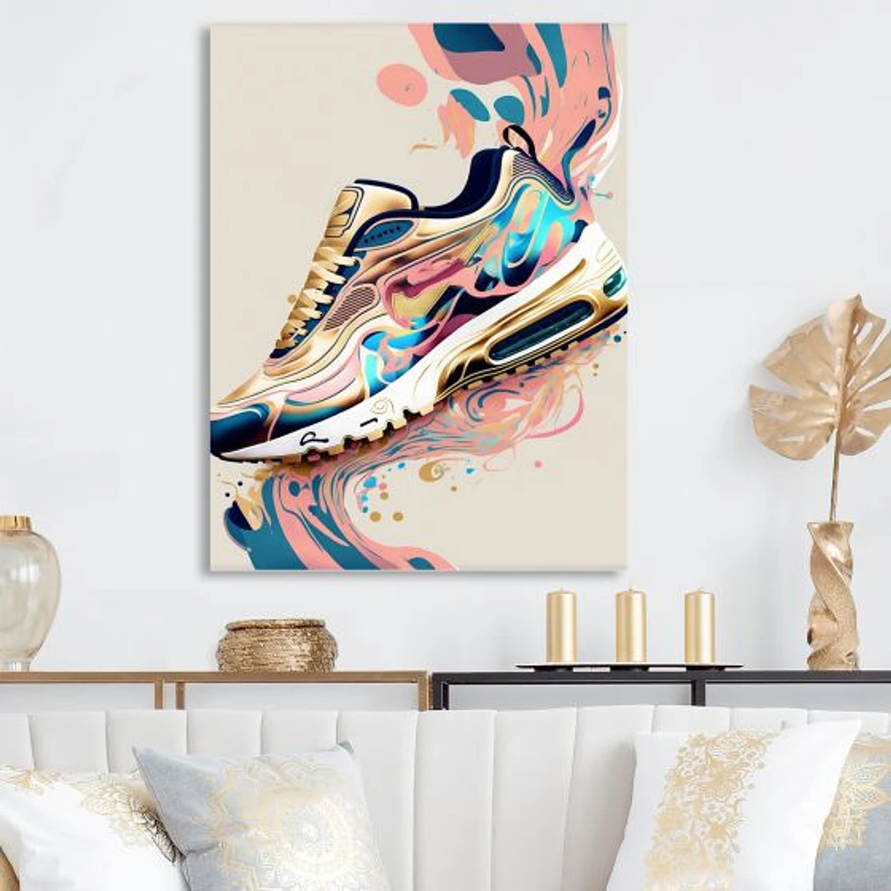 Pink And Blue Art Deco Sport Shoes Wall