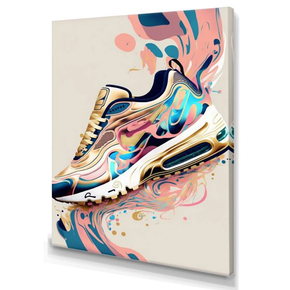 Pink And Blue Art Deco Sport Shoes Wall