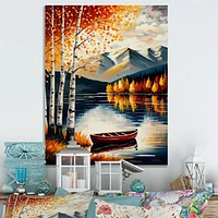 Red And Orange Birch Trees By The Lake VII Wall Art