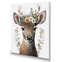 Cute Baby Caribou With Floral Crown I Wall Art