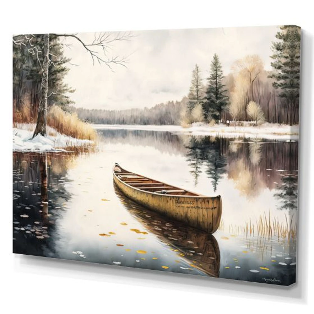 Winter Scene With Canoe Wall Art