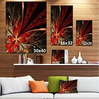 Fractal Flower Yellow and Red  Wall Art