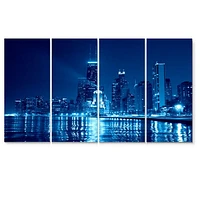 Blue Chicago Skyline Night  Canvas Print