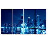 Blue Chicago Skyline Night  Canvas Print