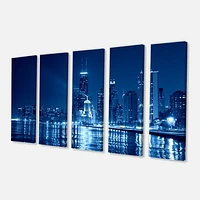 Blue Chicago Skyline Night  Canvas Print