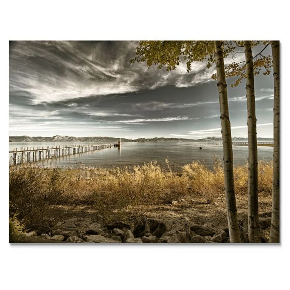 Pier Brown Lake  Canvas Art Print