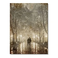 Couple Walking Night Lights  Canvas Print