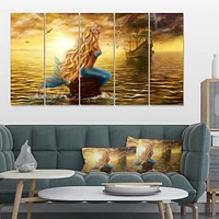 Sea Mermaid with Ghost Ship Canvas Wall Art Panels