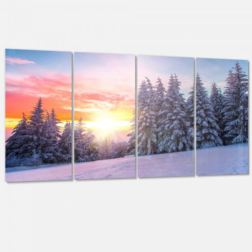 Winter Sunset Bulgaria  Canvas Wall Art