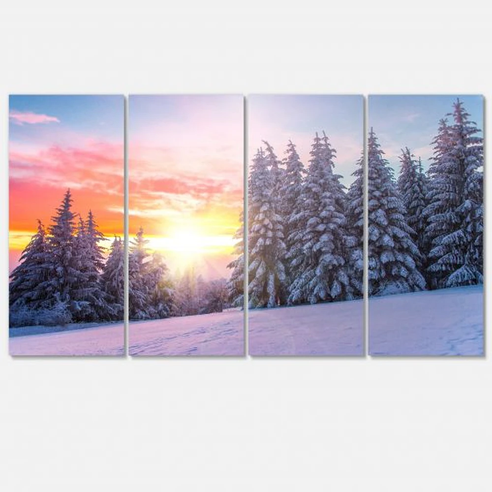 Winter Sunset Bulgaria  Canvas Wall Art