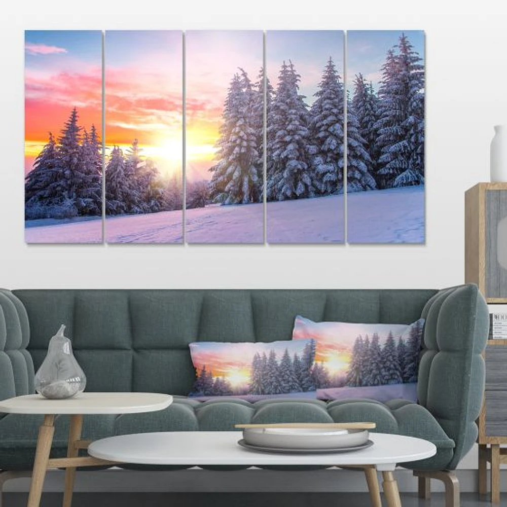 Winter Sunset Bulgaria  Canvas Wall Art