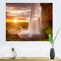 Seljalandsfoss Waterfall at Sunset  Wall Art canvas