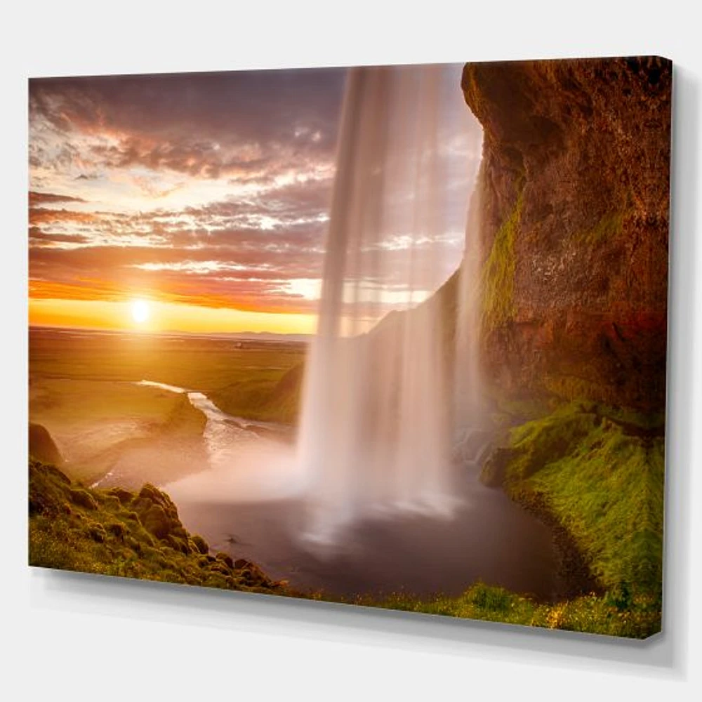 Seljalandsfoss Waterfall at Sunset  Wall Art canvas